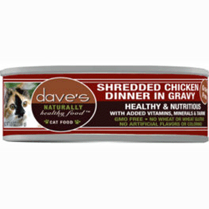 Daves Naturally Healthy Shredded Chicken in Gravy Canned Cat Food 5.5oz 24 Case Daves, daves, pet food, Naturally Healthy, shredded chicken, chicken, gravy, Canned, Cat Food, gf, grain free